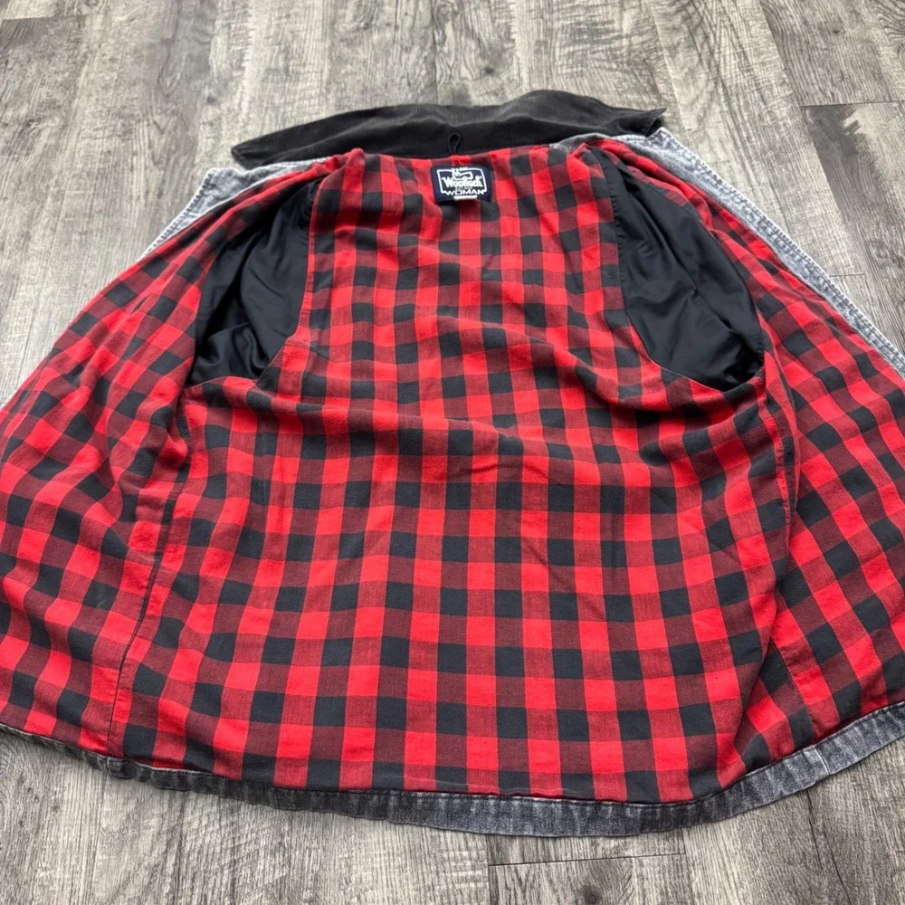 Vintage Woolrich Plaid Flannel Lined Chore Jacket Barn Coat Women's L - Picture 5 of 8